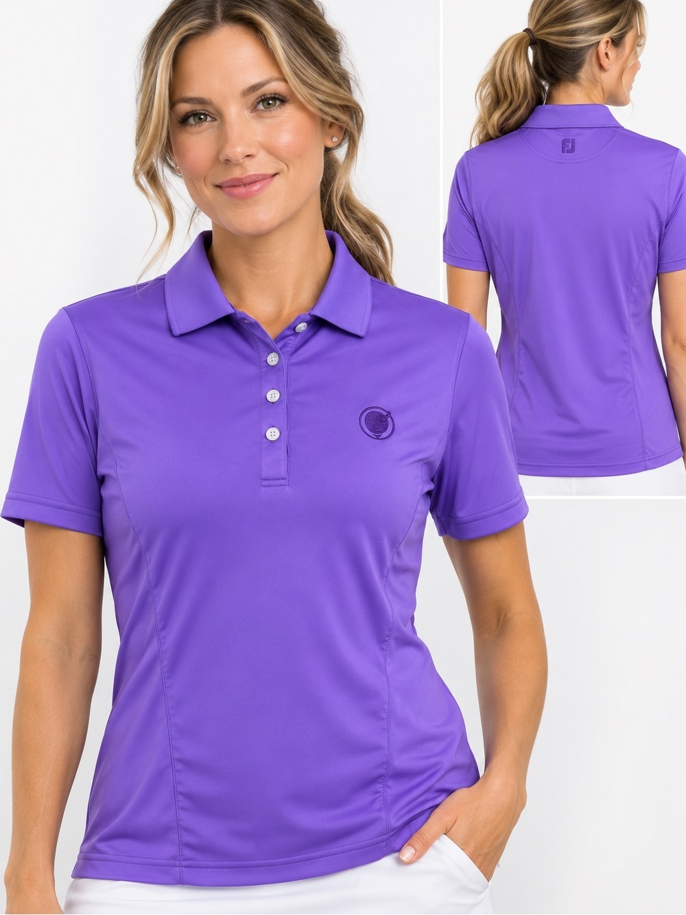 FootJoy Women’s Purple Golf Polo Shirt Large Performance Short Sleeve Athletic